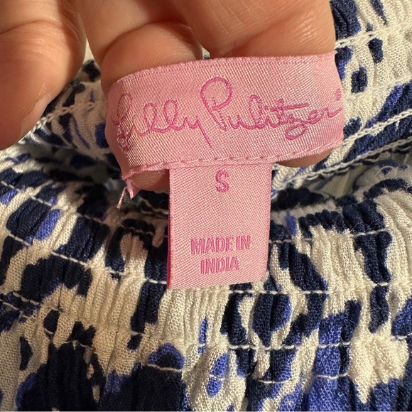 Lilly Pulitzer size small Nita off the shoulder cover up dress, pom pom sleeves - Picture 4 of 11